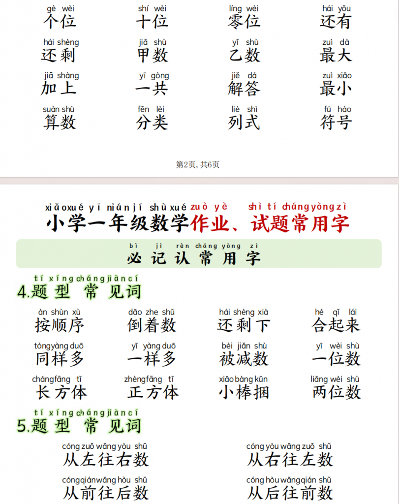 图片[3]-一年级（语文）上数学必记认常用字.pdf-中小学科教辅资料