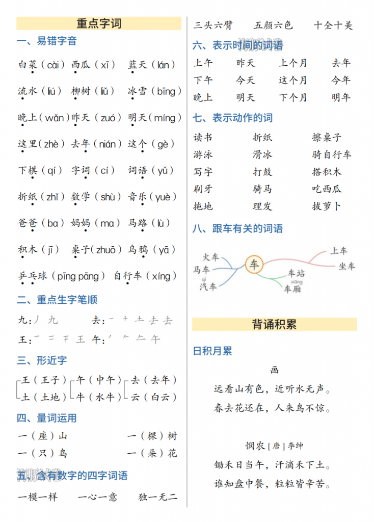 图片[3]-一年级（上）语文期末高频知识点总结.pdf-中小学科教辅资料