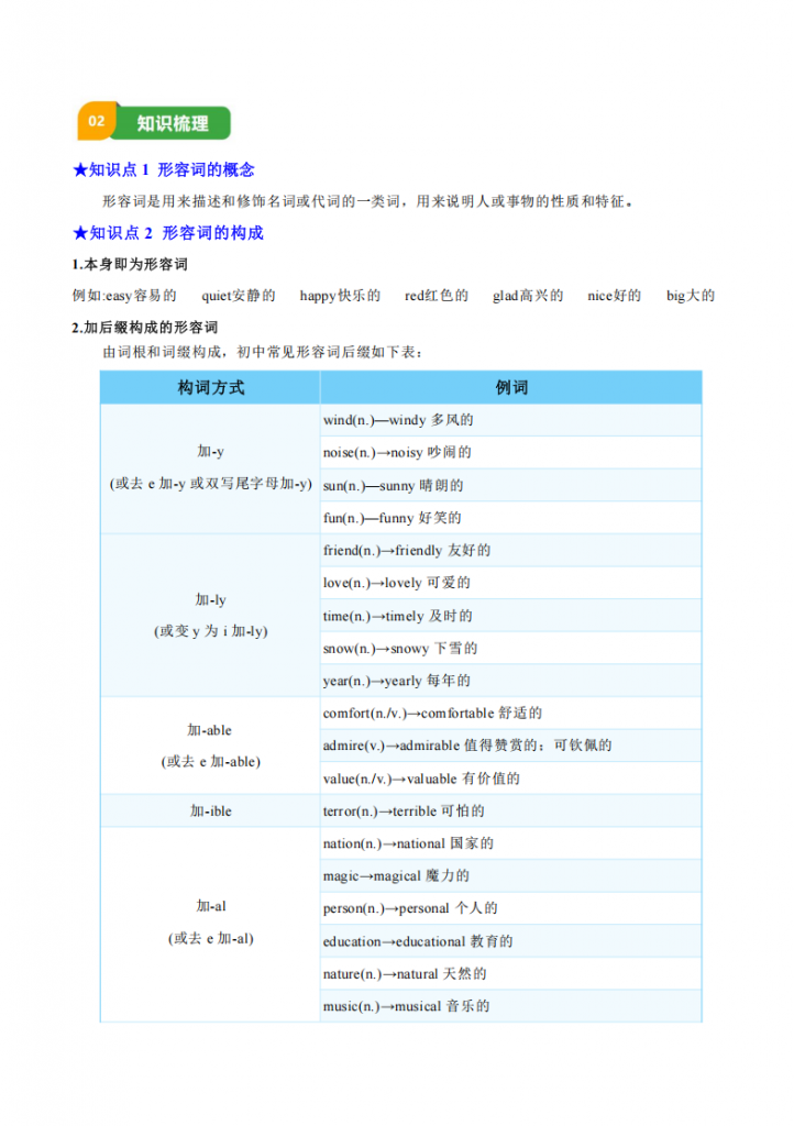 图片[2]-中考专项英语 《专题12 形容词和副词 知识清单+易错专练》.pdf-中小学科教辅资料