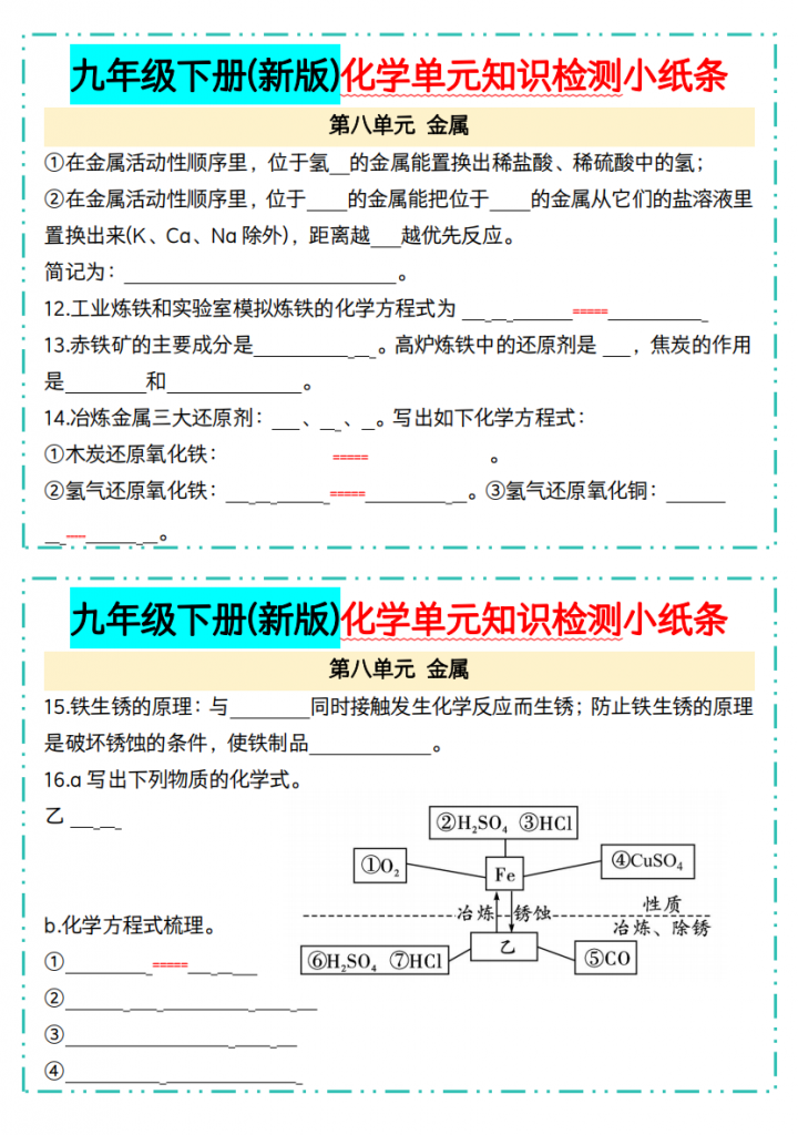 图片[2]-九年级（下）化学 单元知识检测小纸条《人教版》.pdf-中小学科教辅资料