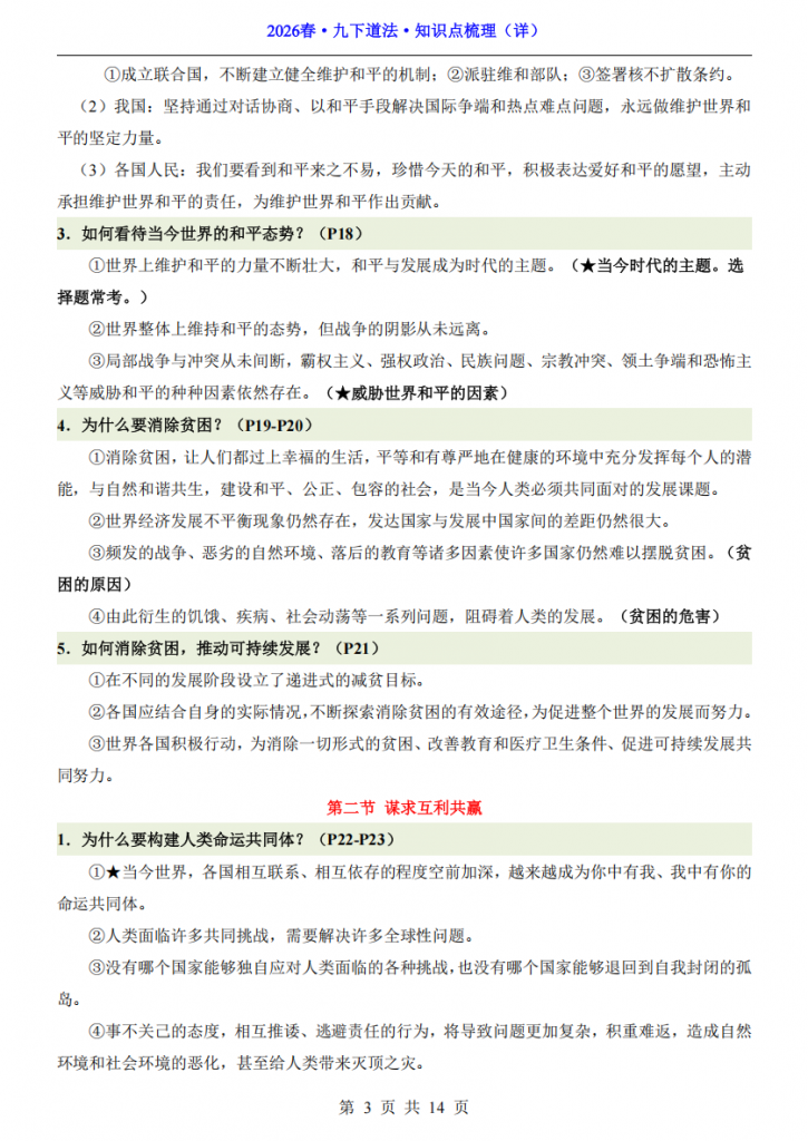 图片[3]-九年级（下）道法知识点梳理（详）.pdf-中小学科教辅资料