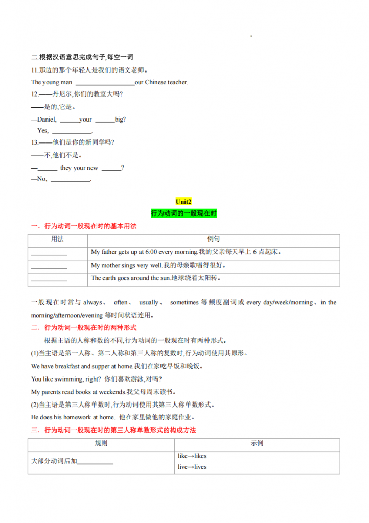 图片[3]-七年级（上）英语专题03Unit1-Unit4 重点语法串讲（牛津译林版）.pdf-中小学科教辅资料