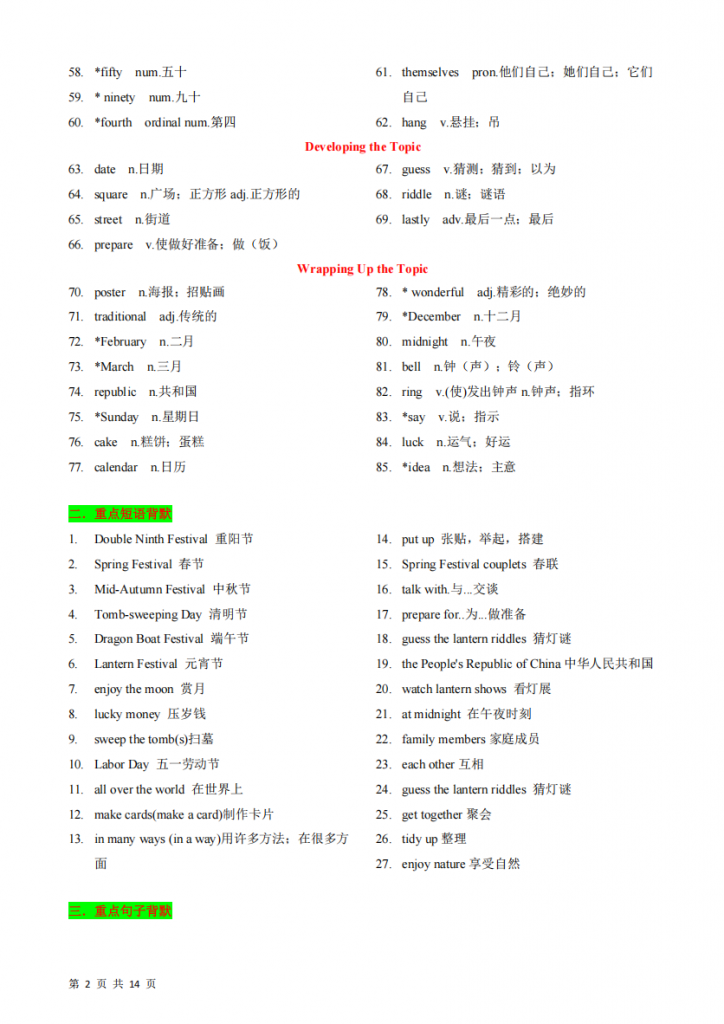 图片[2]-七年级（上）英语Unit6知识清单（仁爱版）.pdf-中小学科教辅资料