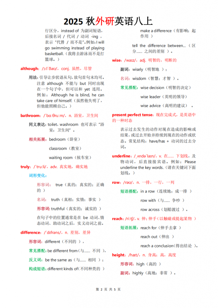 图片[2]-新八年级（上）英语单词批注Unit1（外研版）.pdf-中小学科教辅资料