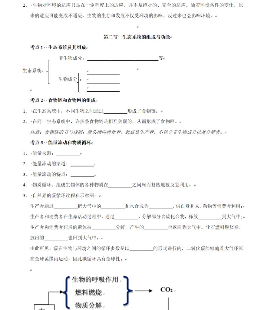 图片[3]-第10章 生物与环境 【速记清单】（原卷版）【沪教54】七下.docx-中小学科教辅资料