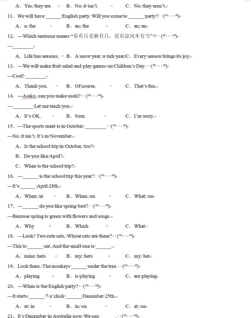 图片[2]-专题02-单选题60题-五年级英语下学期期末专项（人教PEP版）.docx-中小学科教辅资料