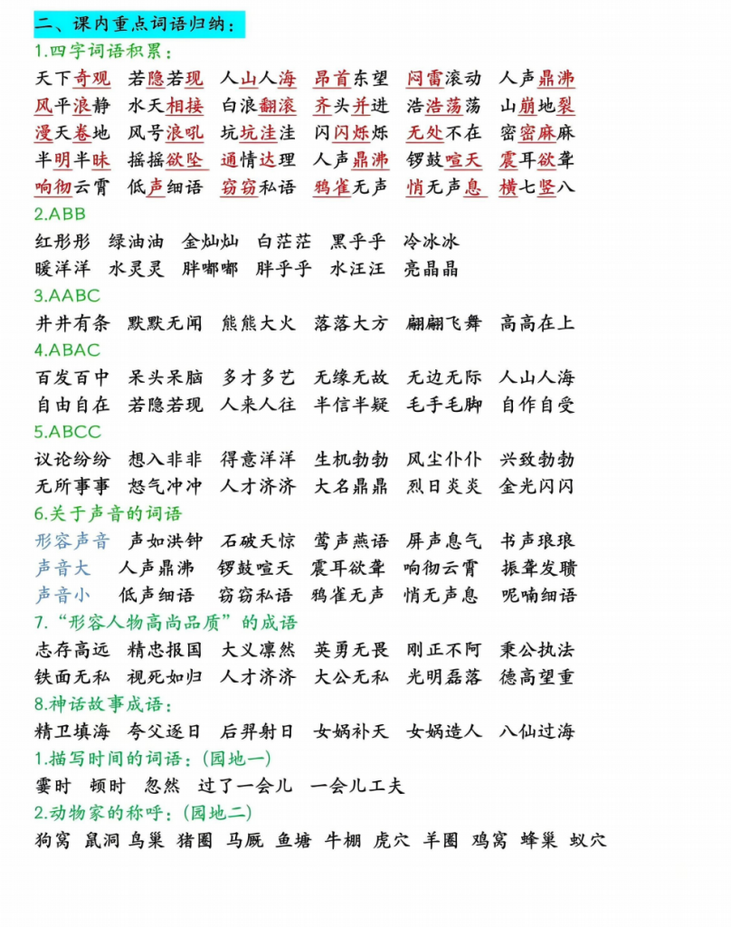 图片[2]-四年级上语文期末全册高频考点知识点归类.pdf-中小学科教辅资料