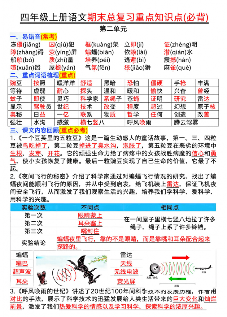图片[3]-四年级上册语文期末复习重点知识点（必背).pdf-中小学科教辅资料