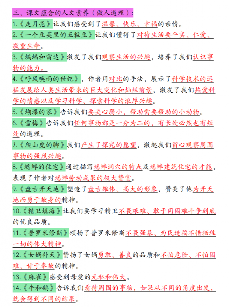 图片[2]-四年级（上）语文期末重点考点梳理.pdf-中小学科教辅资料