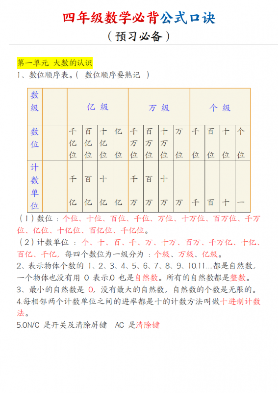 四上数学【必背口诀公式】.pdf-中小学科教辅资料