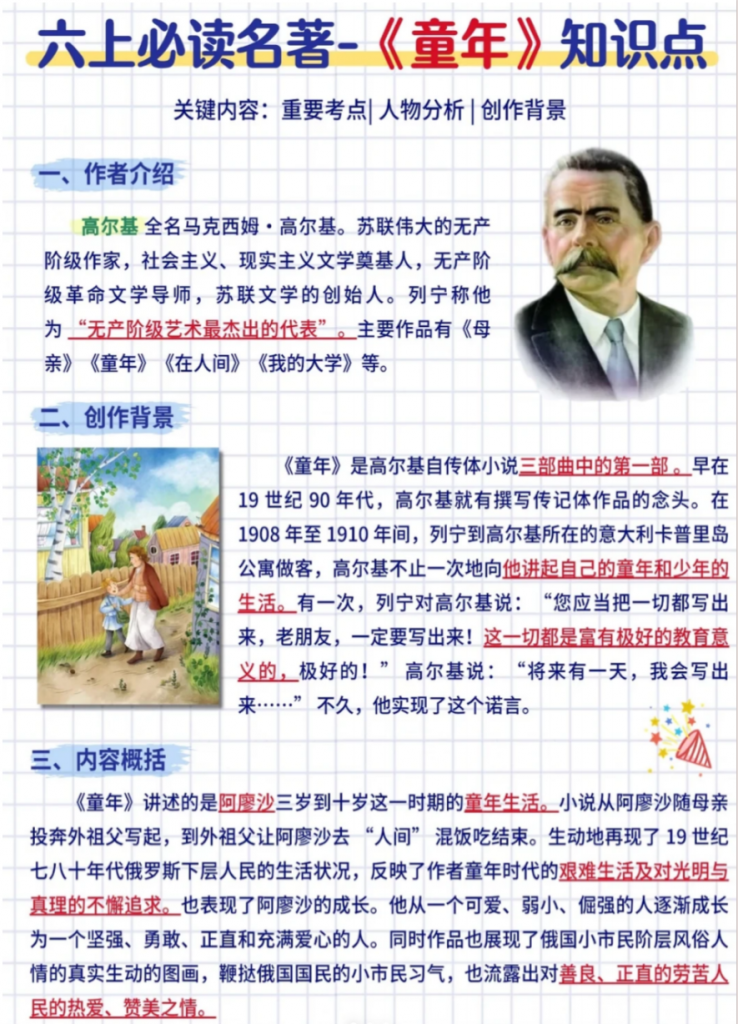 图片[1]-六年级（上）语文 《童年》知识点.pdf-中小学科教辅资料