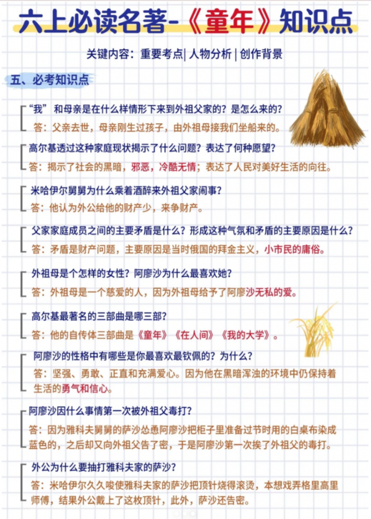 图片[3]-六年级（上）语文 《童年》知识点.pdf-中小学科教辅资料