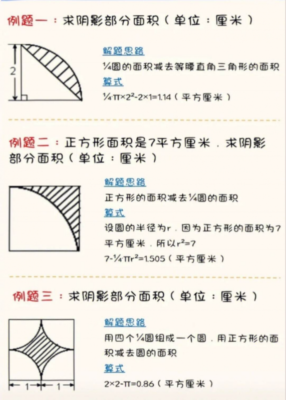 六年级（上）数学 求圆的阴影面积.pdf-中小学科教辅资料