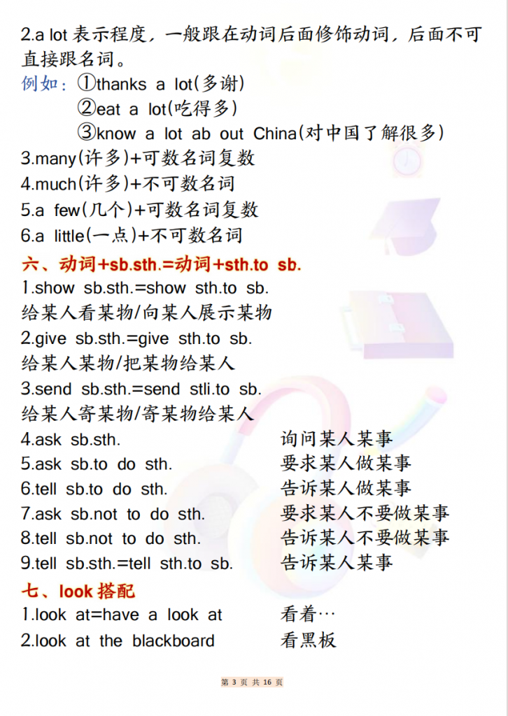 图片[3]-六年级（上）英语 常用固定搭配.pdf-中小学科教辅资料