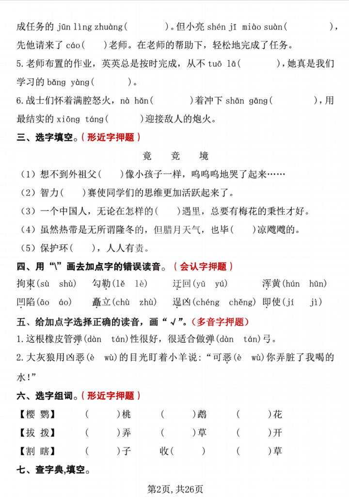 图片[2]-五年级（下）语文 期中复习专项押题版.pdf-中小学科教辅资料