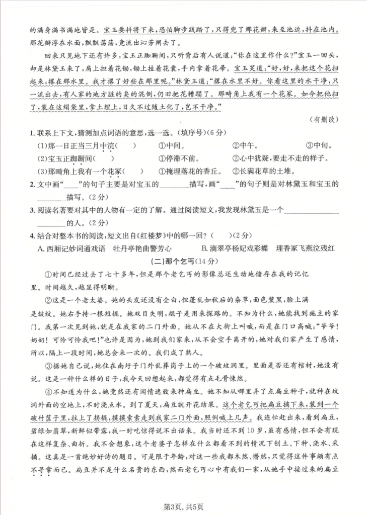 图片[3]-五年级（下）语文 期中拔尖测试卷.pdf-中小学科教辅资料