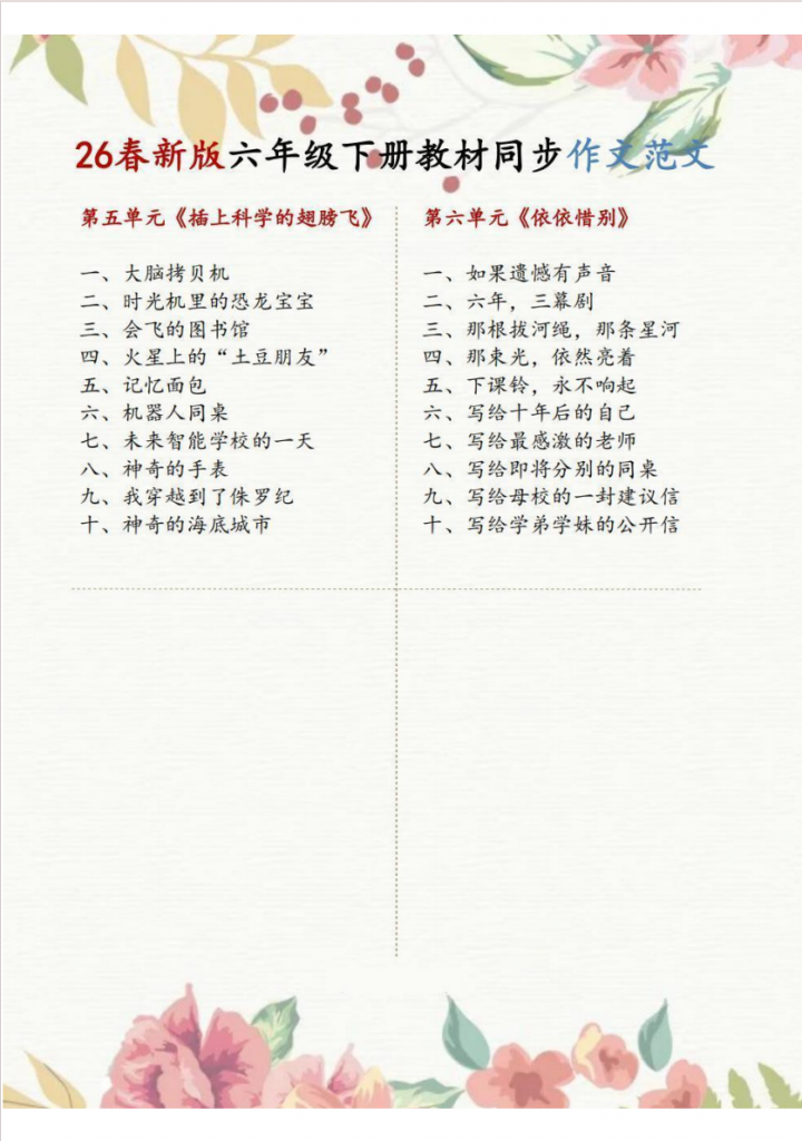 图片[2]-六年级（下）语文 1-8单元同步作文范文.pdf-中小学科教辅资料