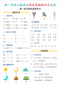 一年级（上）语文期末高频知识点总结.pdf-中小学科教辅资料