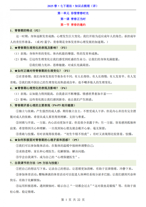 七年级（下）道法 知识点梳理.pdf-中小学科教辅资料