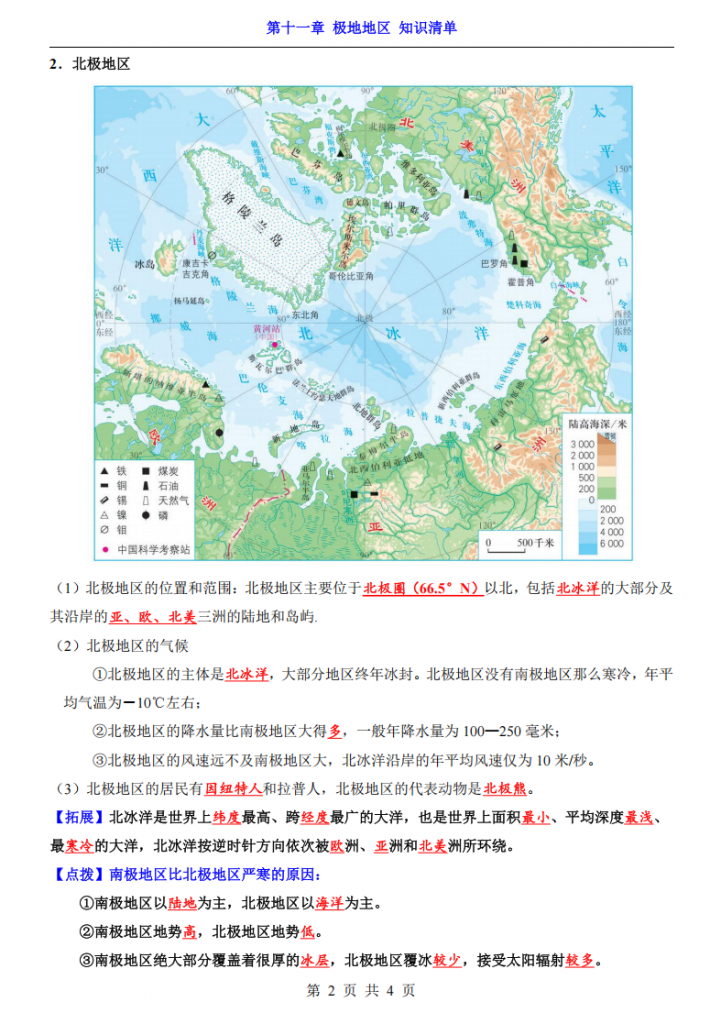 图片[2]-七年级（下）地理第11章极地地区 知识清单（人教版）.pdf-中小学科教辅资料