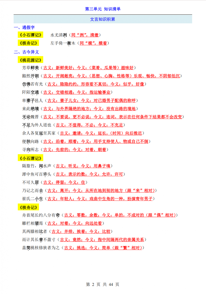 图片[2]-八年级（下）语文第3单元（知识清单）.pdf-中小学科教辅资料
