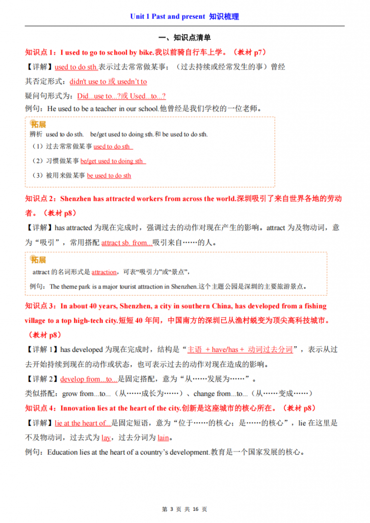 图片[3]-八年级（下）英语Unit 1 知识梳理（译林版）.pdf-中小学科教辅资料