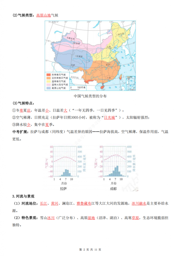 图片[2]-八年级（下）地理 第十、十一章 青藏地区、奋进中的中国（知识清单）.pdf-中小学科教辅资料