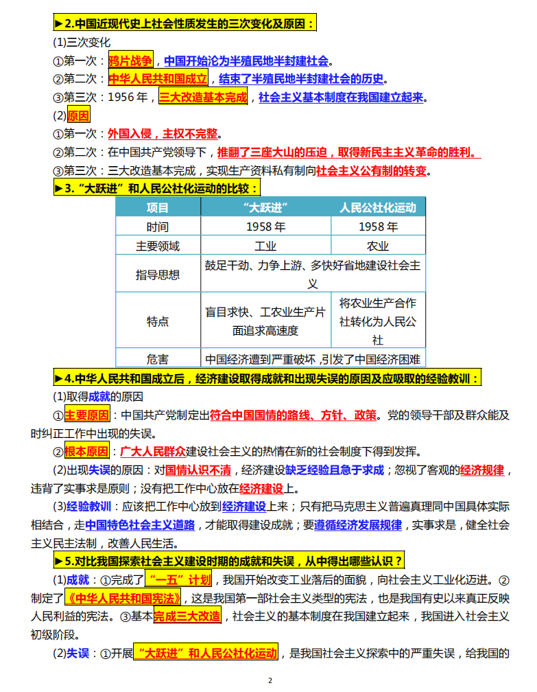 图片[2]-八年级（下）历史 必背材料题模板.pdf-中小学科教辅资料